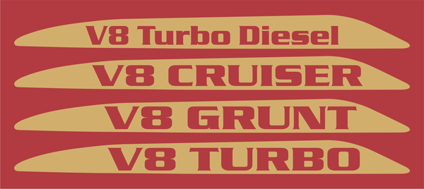 V8 Landcruiser 70 Series Bonnet Scoop Stickers 2007-2016 (Pair)