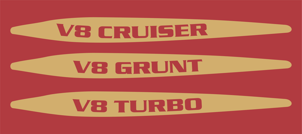 V8 Landcruiser 70 Series Bonnet Scoop Stickers 2016 to 2023 (Pair)