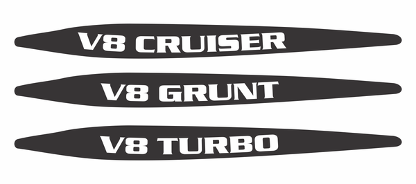 V8 Landcruiser 70 Series Bonnet Scoop Stickers 2016 to 2023 (Pair)