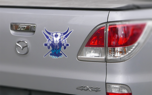 Skull, Crossbones & Flames Sticker (Pair)