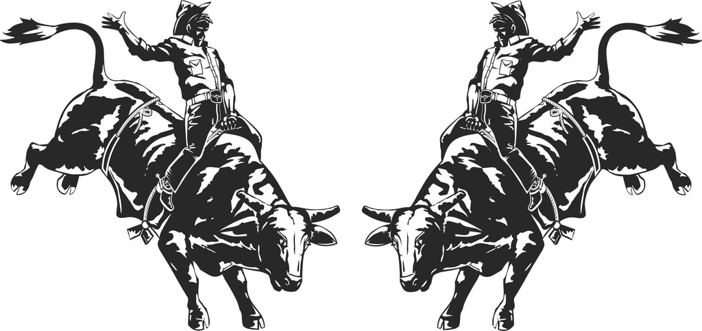 Rodeo Bull Rider Bug Deflector Stickers (Pair)
