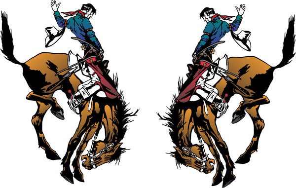 Rodeo Bronc Rider Sticker (Pair)