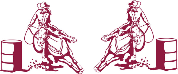 Rodeo Barrel Racer Bug Deflector Sticker (Pair)