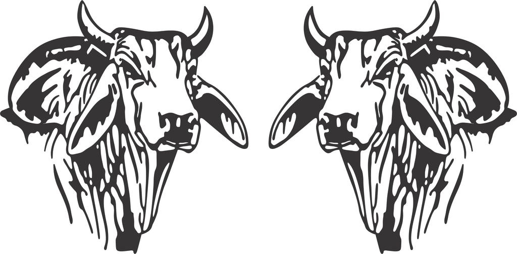Brahman Bull Head Sticker (Pair)