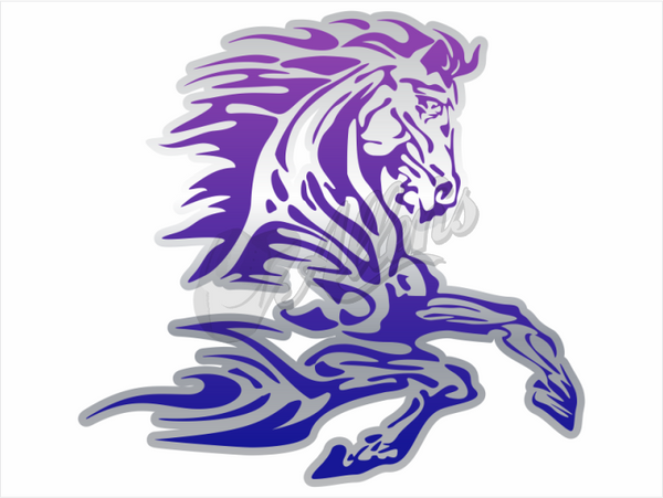 Flaming Horse Tribal Sticker (Pair)