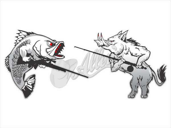 Barra vs Boar Stickers (1 x each)