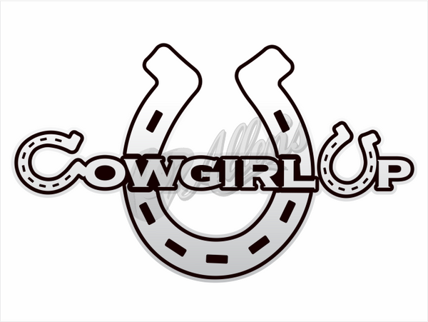Cowgirl Up Horse Shoe Sticker (Pair)