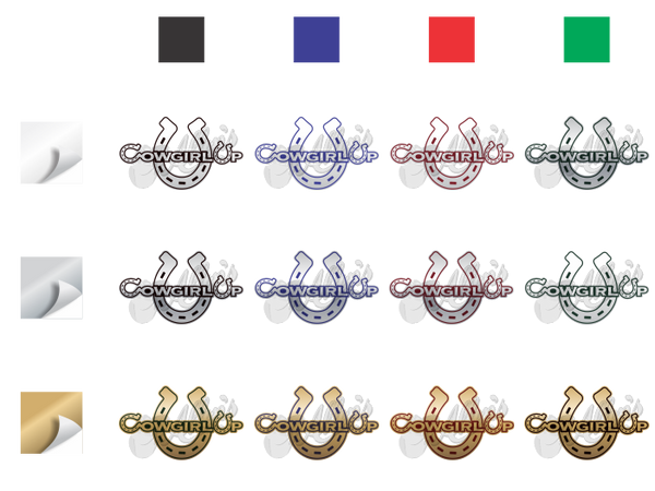 Cowgirl Up Horse Shoe Sticker (Pair)