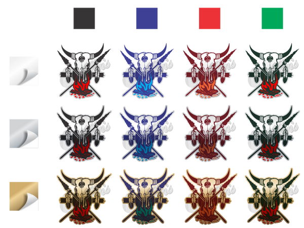 Skull, Crossbones & Flames Sticker (Pair)