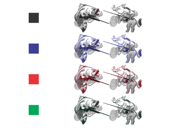 Barra vs Boar Stickers (1 x each)