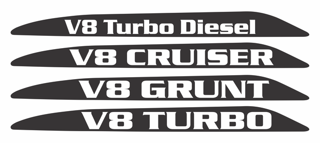 V8 Landcruiser 70 Series Bonnet Scoop Stickers  2007-2016 (Pair)