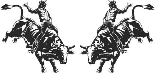 Rodeo Bull Rider Bug Deflector Stickers (Pair)