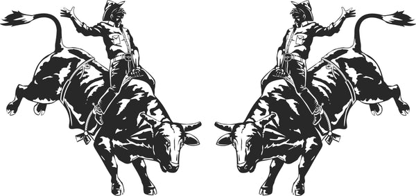 Rodeo Bull Rider Bug Deflector Stickers (Pair)
