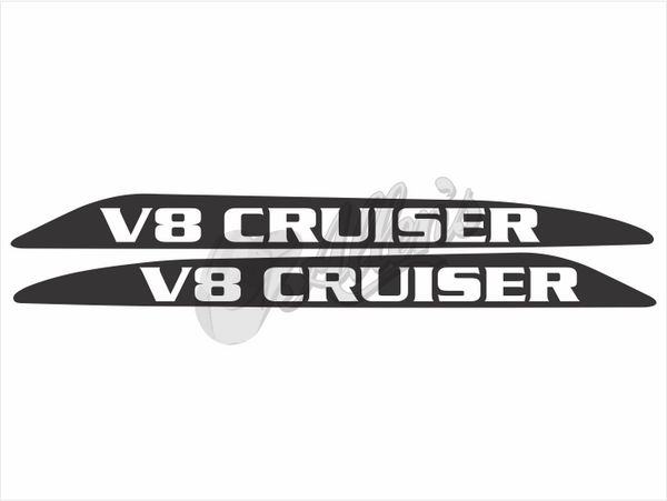V8 Landcruiser 70 Series Bonnet Scoop Stickers  07-16 & 16 Onwards (Pair)
